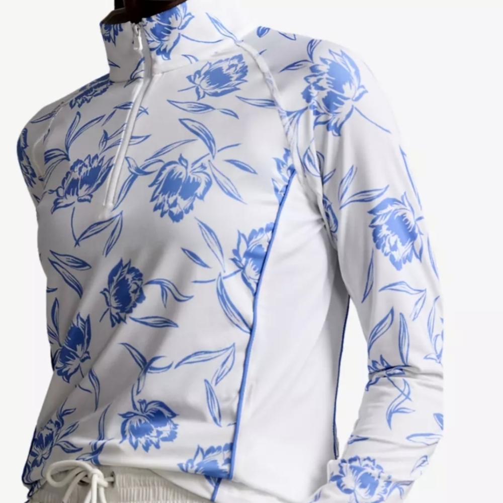 Ralph Lauren RLX Golf Women’s Floral Pullover Top White Blue Long SP.
